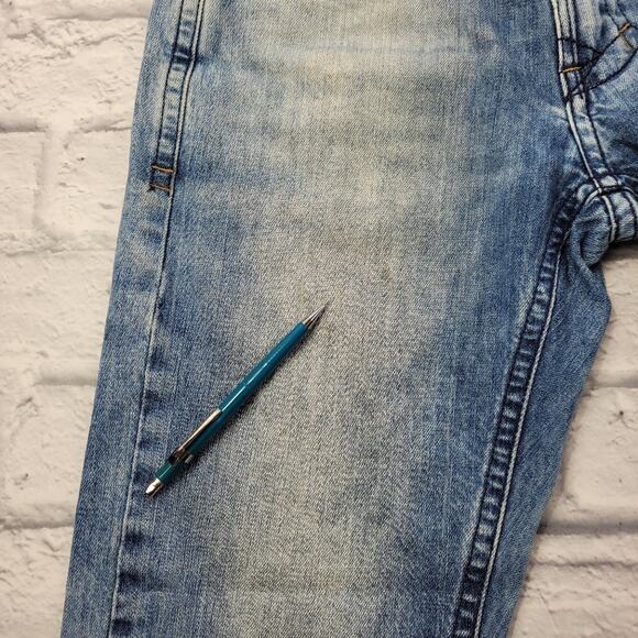 Prefixo Men's Denim Jeans Brazil size 40 Skinny Bleached Distressed Faded READ - Picture 15 of 15